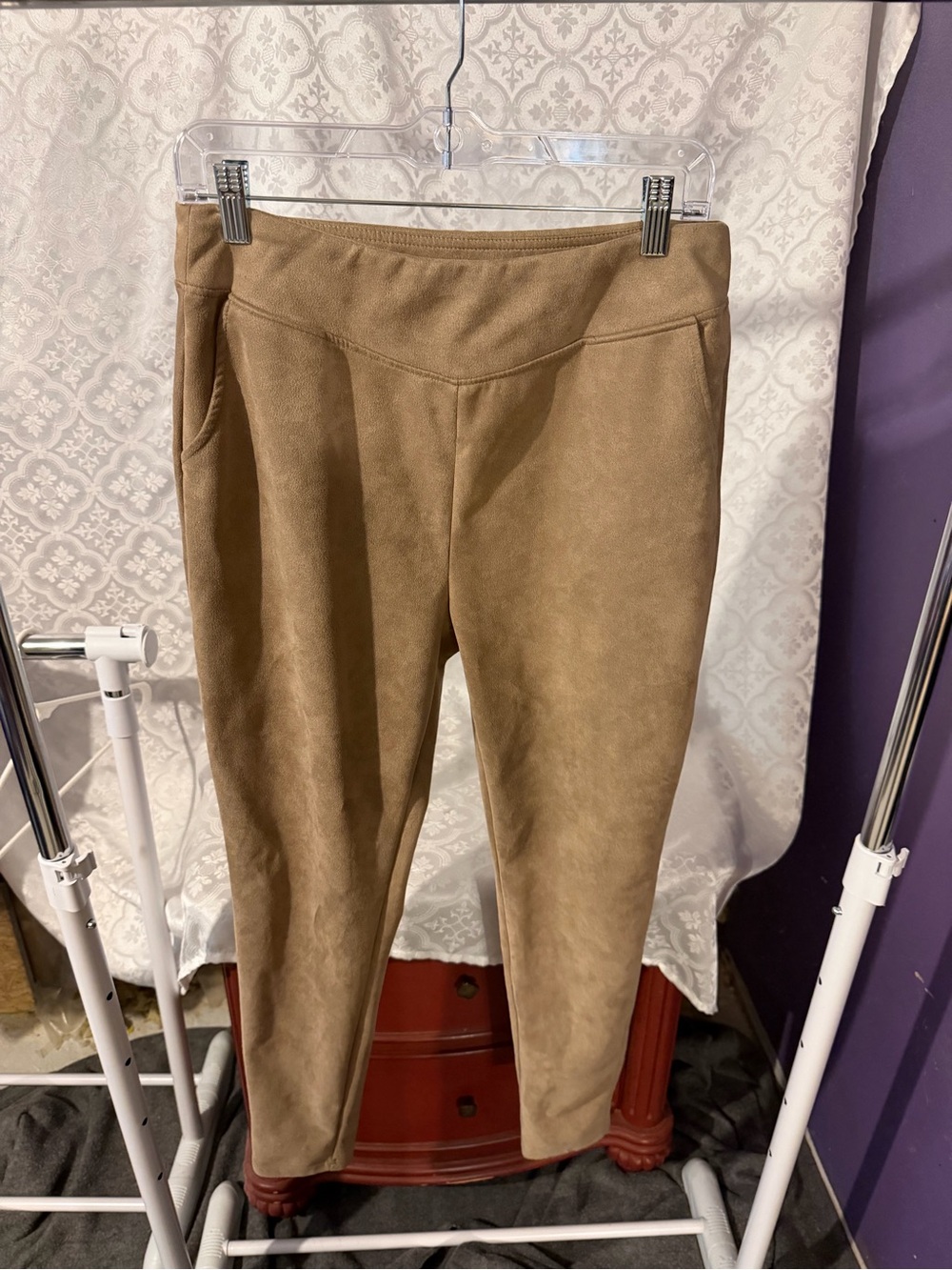 a new day Faux-Suede Skinny Pants in Taupe Brown